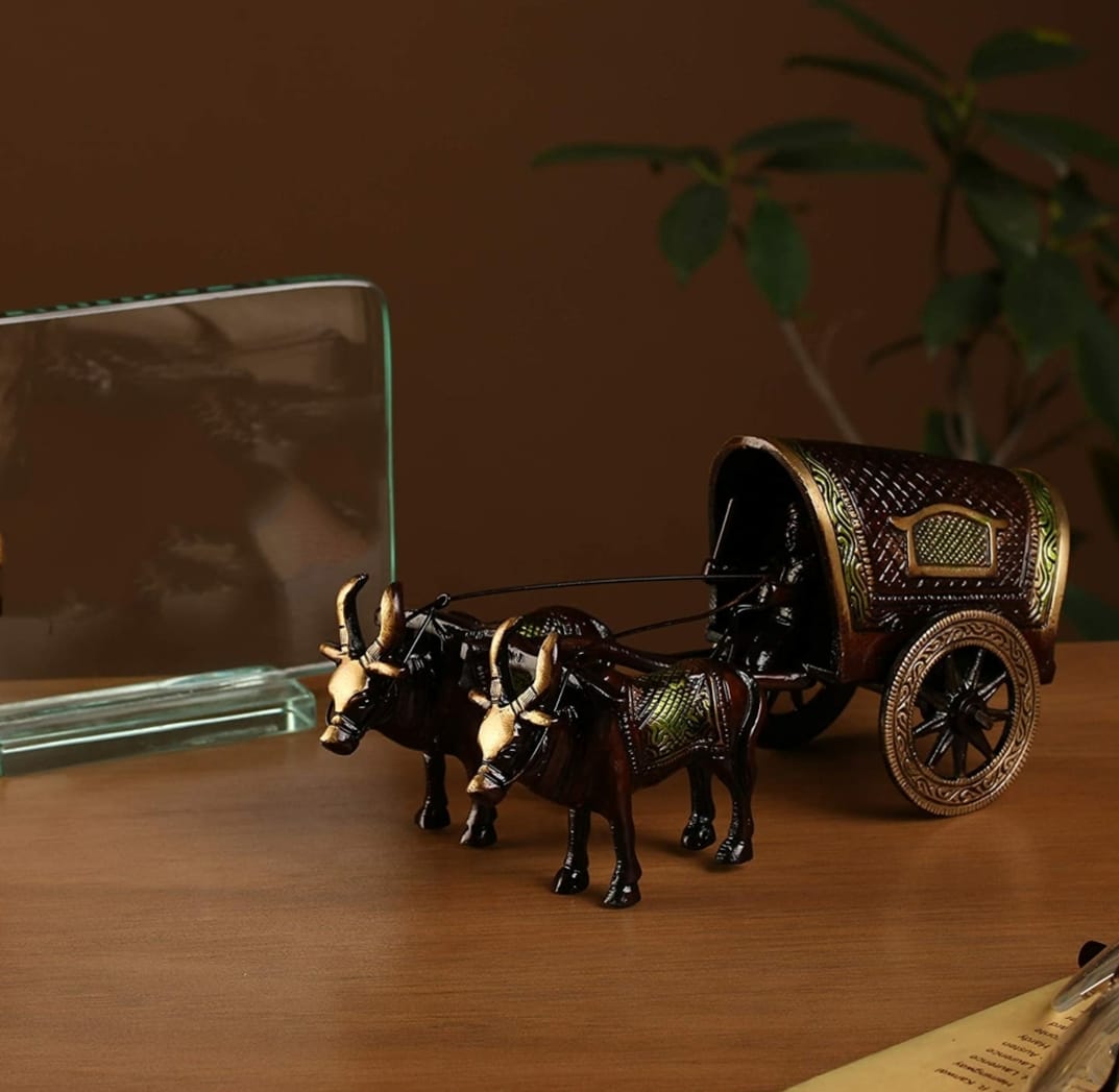 Timeless Brass Bullock Cart: Artistry Unveiled - ShreejaKriti