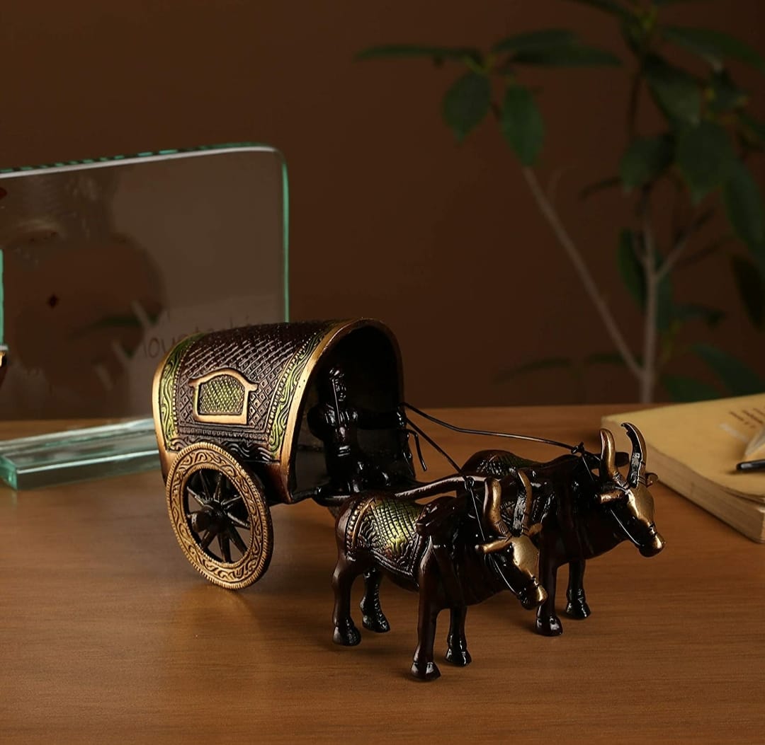 Timeless Brass Bullock Cart: Artistry Unveiled - ShreejaKriti