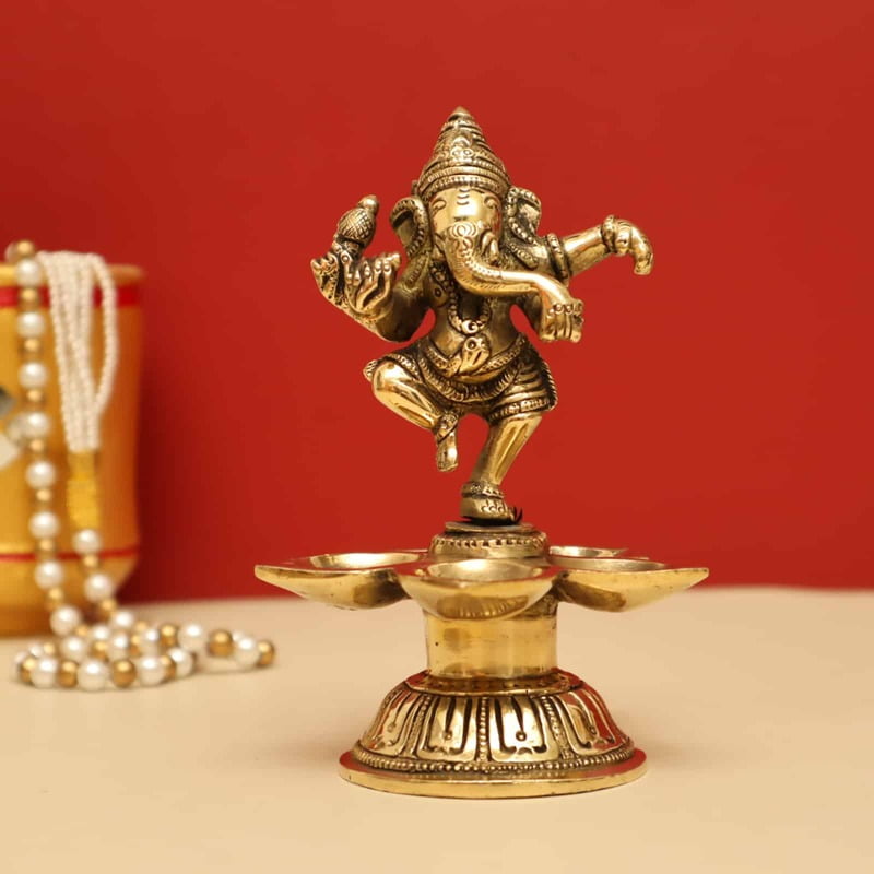 Dancing Ganesha Diya: Divine Illumination Elegance - ShreejaKriti
