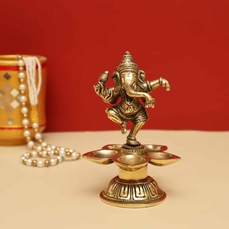 Dancing Ganesha Diya: Divine Illumination Elegance - ShreejaKriti