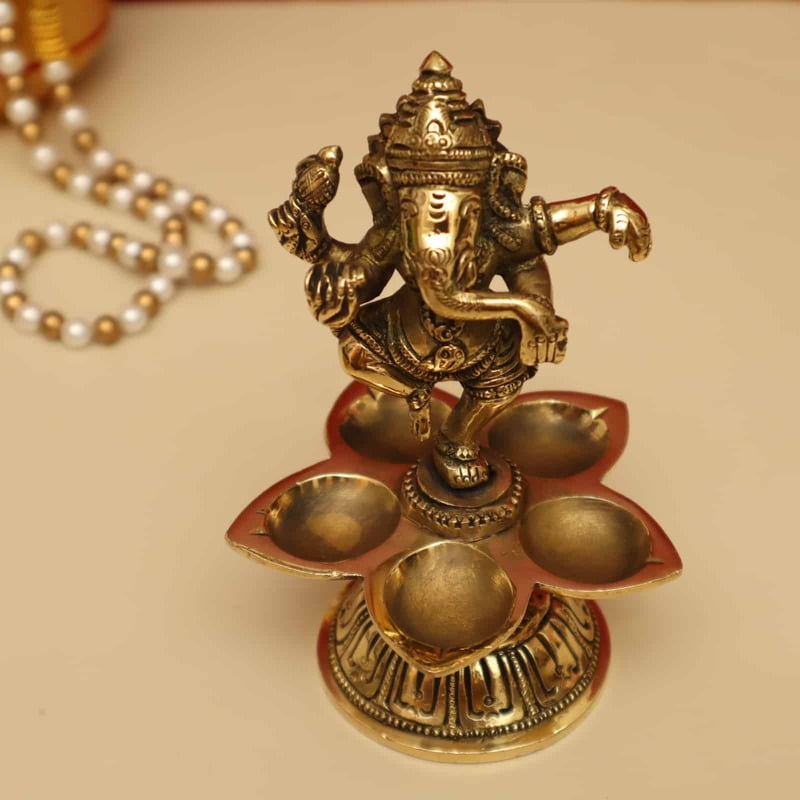 Dancing Ganesha Diya: Divine Illumination Elegance - ShreejaKriti