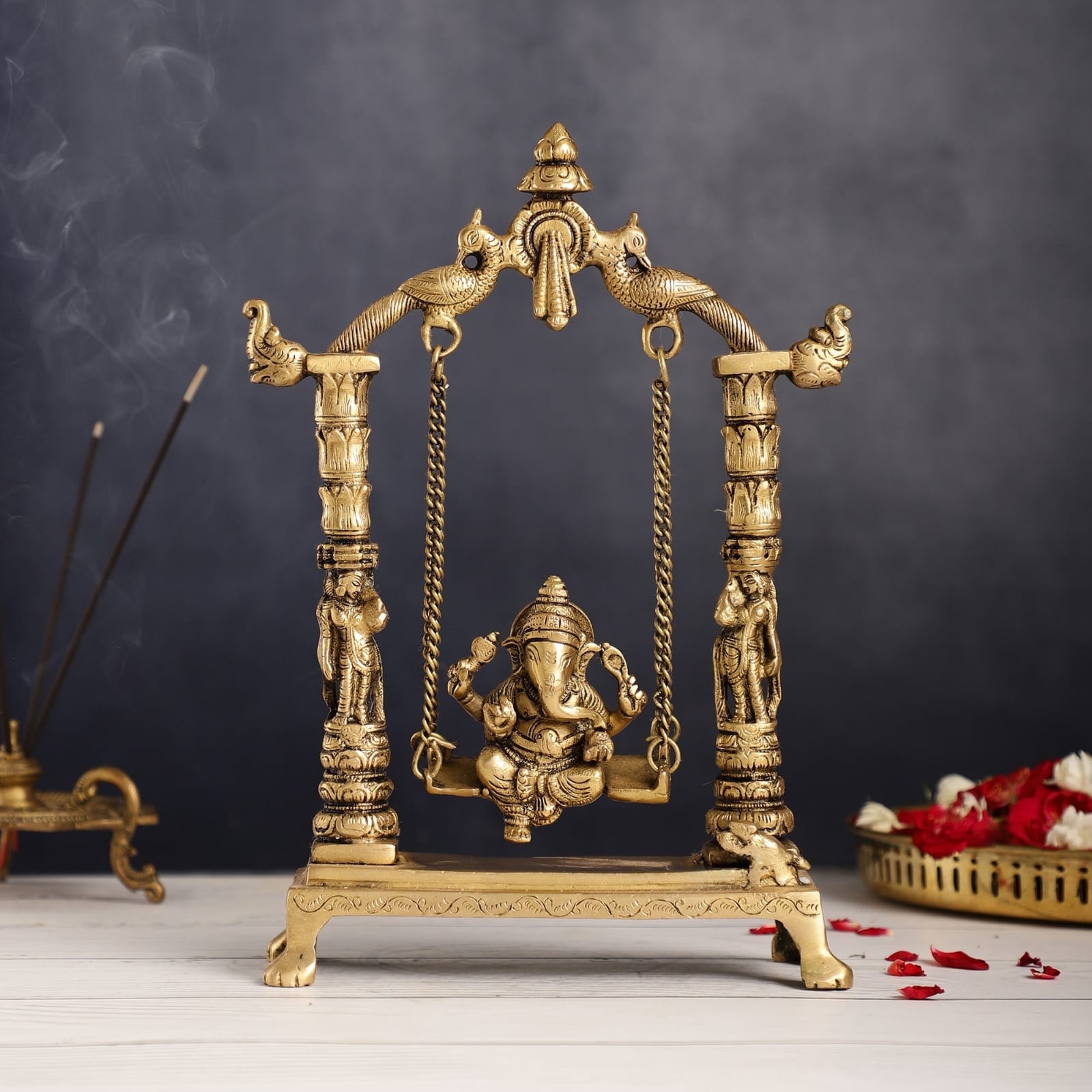 Divine Brass Ganesha Swing: Timeless Elegance - ShreejaKriti