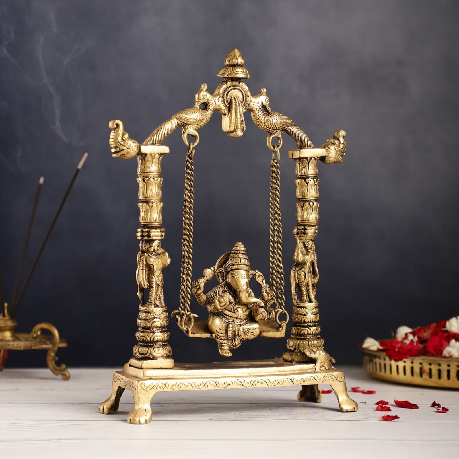 Divine Brass Ganesha Swing: Timeless Elegance - ShreejaKriti