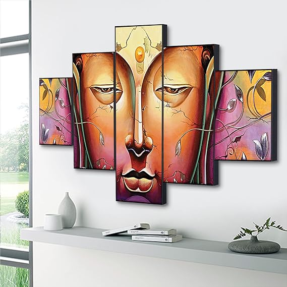 Facing Trouble Set Of Five Wooden Framed Wall Paintings - ShreejaKriti