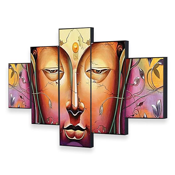 Facing Trouble Set Of Five Wooden Framed Wall Paintings - ShreejaKriti