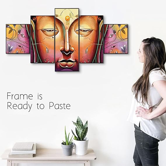 Facing Trouble Set Of Five Wooden Framed Wall Paintings - ShreejaKriti