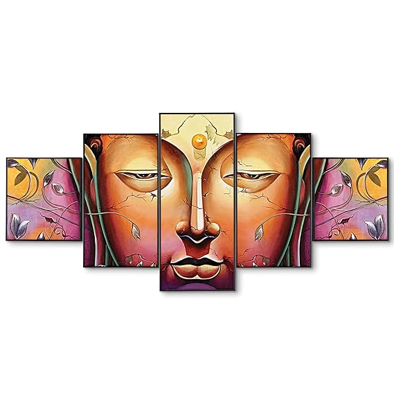 Facing Trouble Set Of Five Wooden Framed Wall Paintings - ShreejaKriti