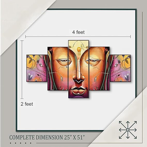 Facing Trouble Set Of Five Wooden Framed Wall Paintings - ShreejaKriti