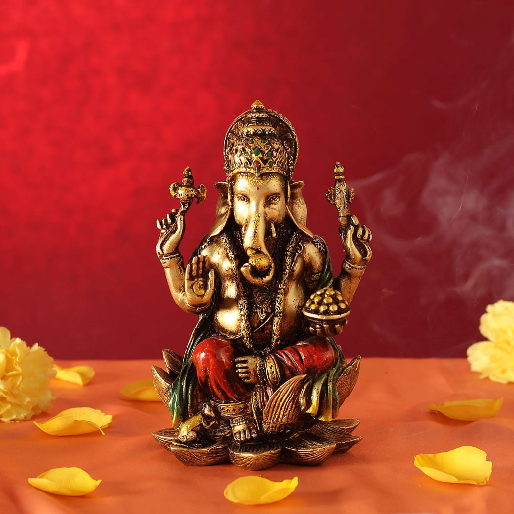 Divine Ganesha: 6.5-Inch Resin Elegance - ShreejaKriti