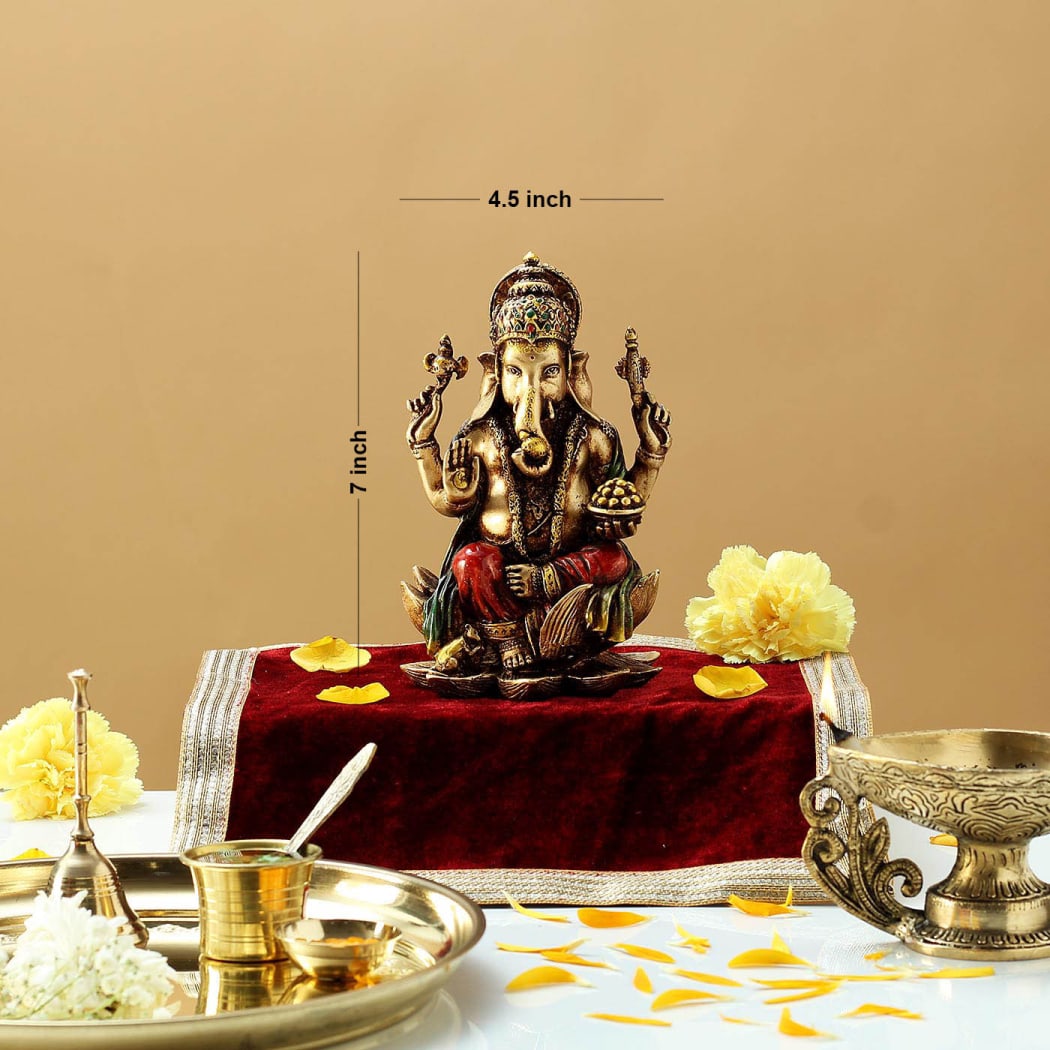 Divine Ganesha: 6.5-Inch Resin Elegance - ShreejaKriti