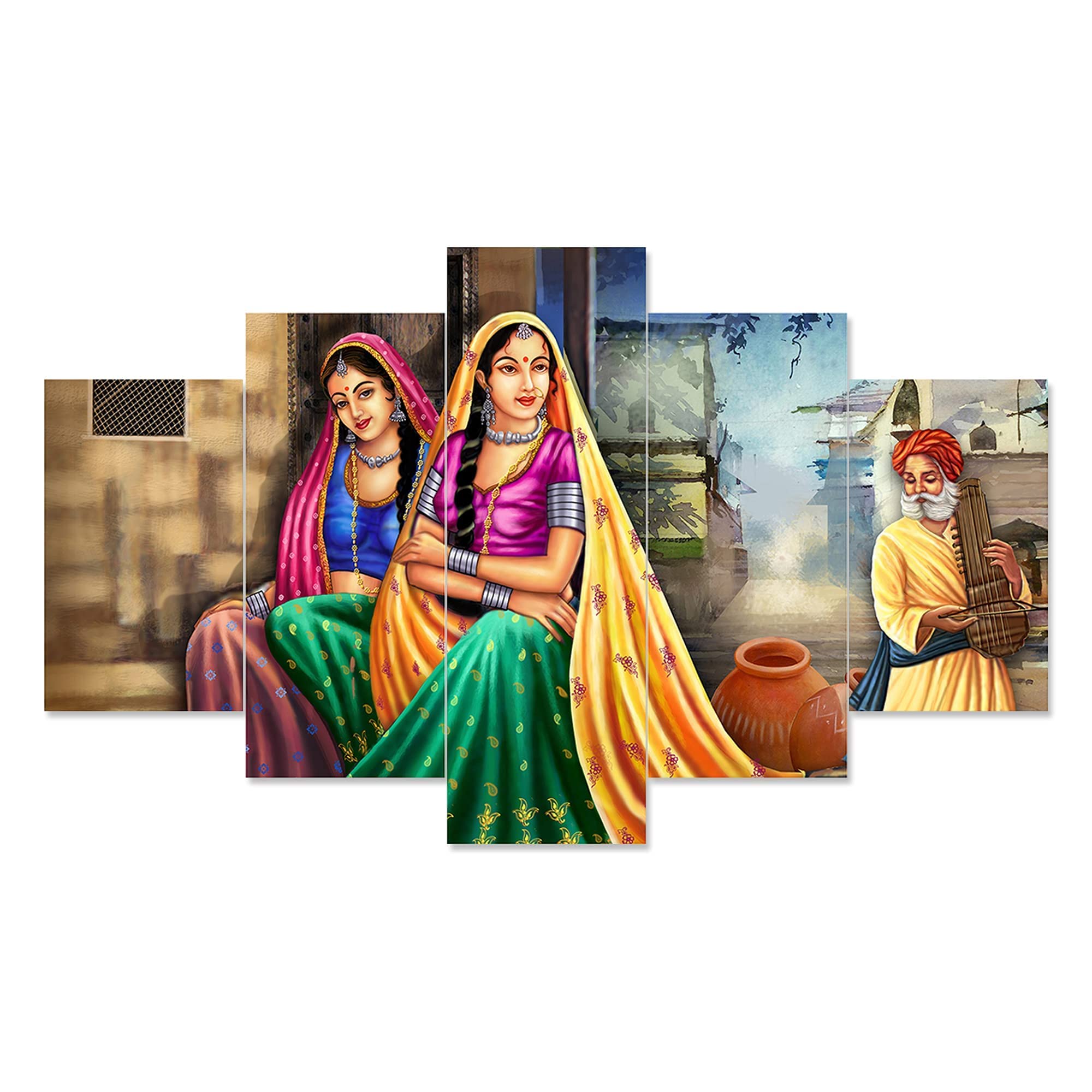 Rajasthani Village Lady Scenery Framed Wall Painting - ShreejaKriti