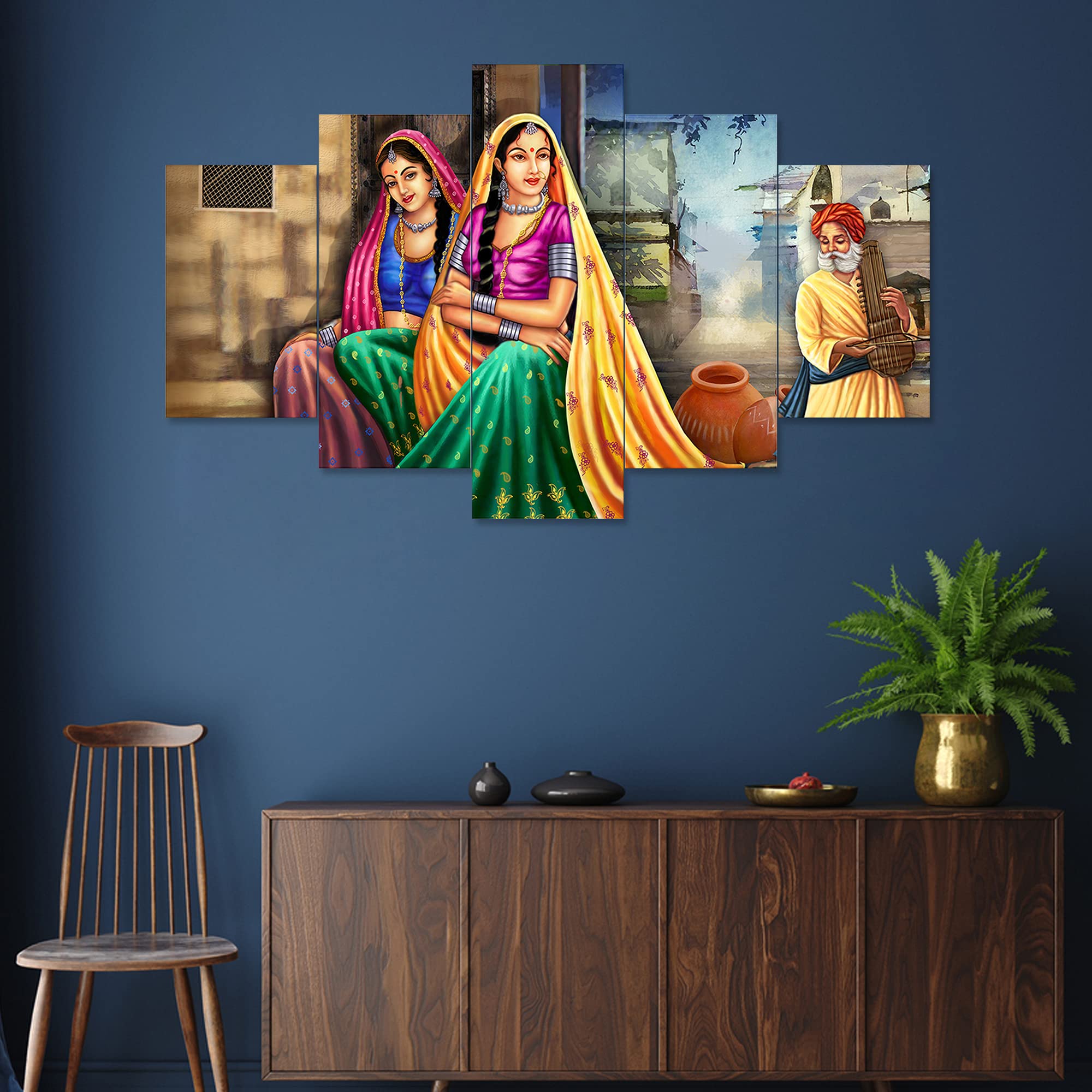 Rajasthani Village Lady Scenery Framed Wall Painting - ShreejaKriti