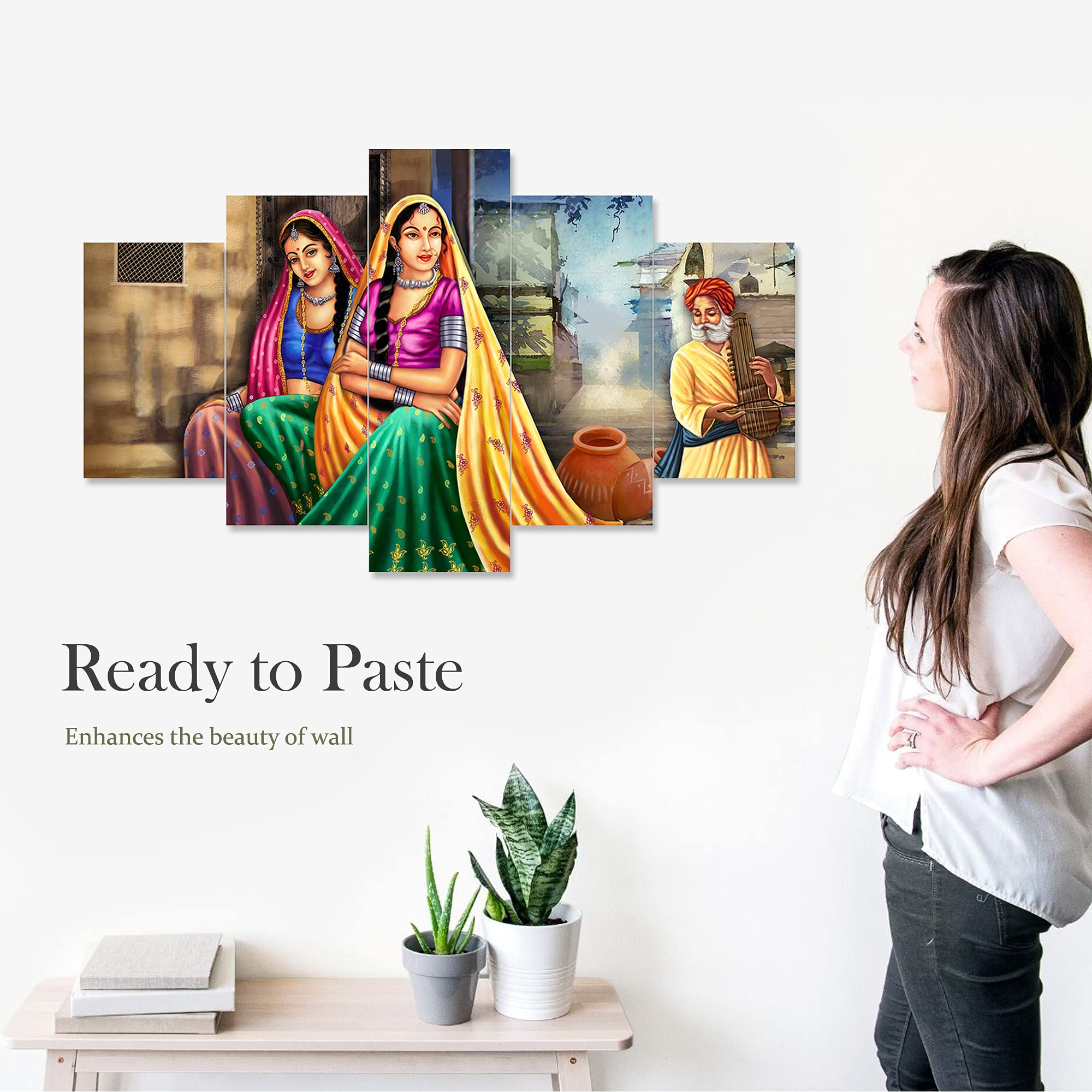 Rajasthani Village Lady Scenery Framed Wall Painting - ShreejaKriti