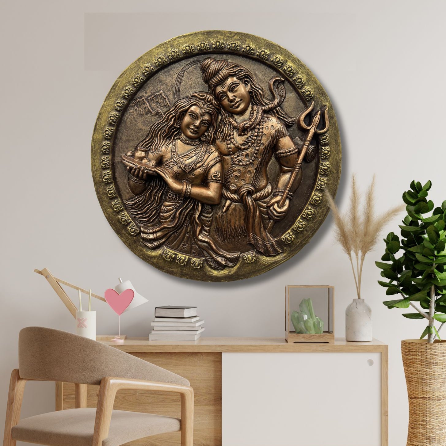 Divine Harmony: Shiv Parvati Mural Art - ShreejaKriti