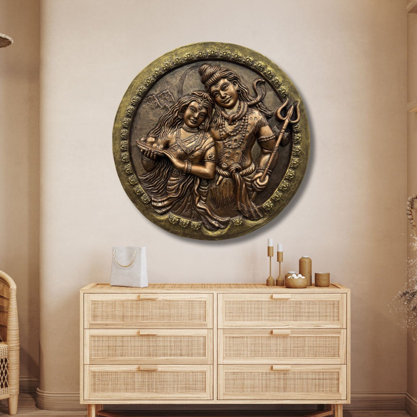 Divine Harmony: Shiv Parvati Mural Art - ShreejaKriti