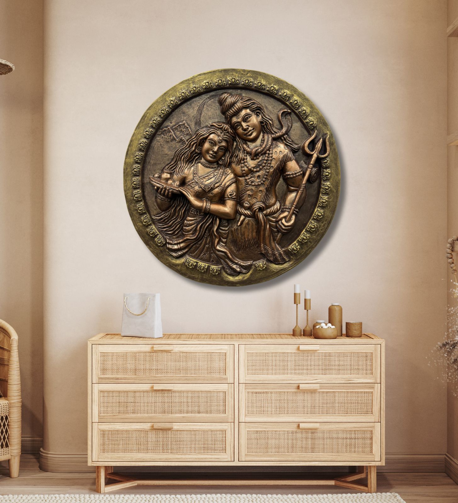 Divine Harmony: Shiv Parvati Mural Art - ShreejaKriti